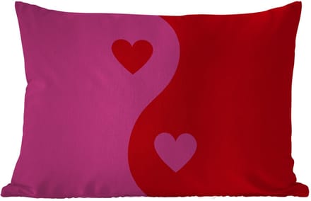 Buitenkussens - Tuin - Minimalistisch - Rood - Roze - Hartjes - 50x30 cm