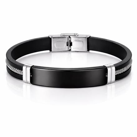 LGT Jewels Siliconen armband Heren RVS ID Zwart