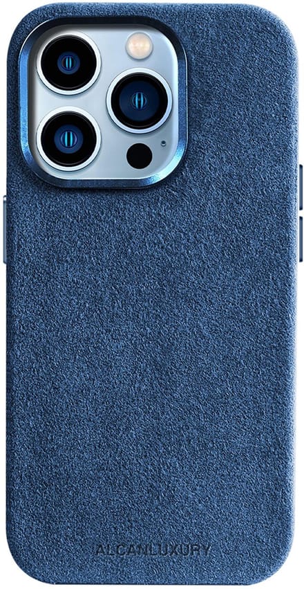 Alcanluxury Alcantara telefoonhoesje geschikt voor Apple iPhone 14 Pro - Ocean Blue