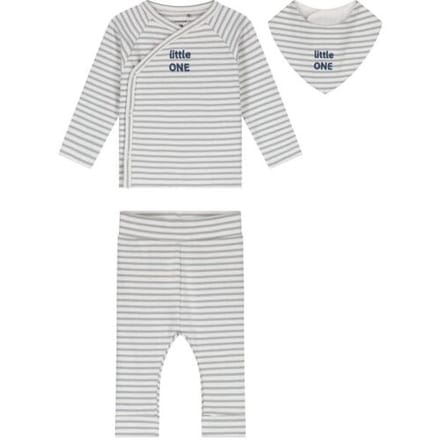 Prénatal newborn kledingset rib streep Soft Blue Grey 56 unisex