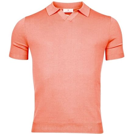 Thomas Maine Pullover Polo Single Knit Coral / male