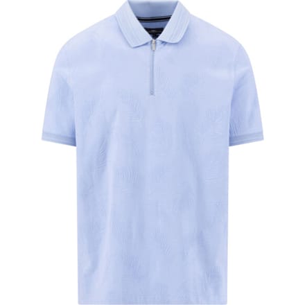 Fynch-Hatton Polo Jacquard Subtle Leaves Zip Collar New Breeze / male