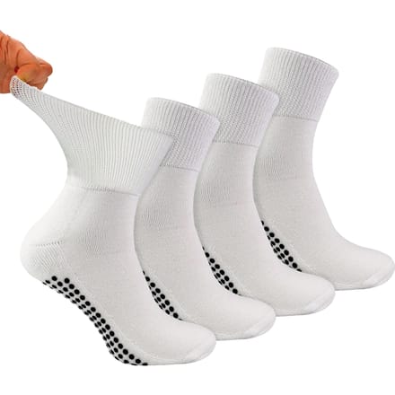 4-Pack Korte Bamboe Diabetessokken met Grips voor Heren en Dames