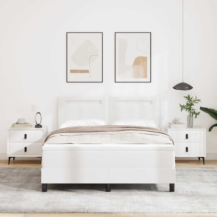 vidaXL - Boxspring - bed - met - hoofdeinde - Wit - 160 - x - 200 - cm - Kunstleer