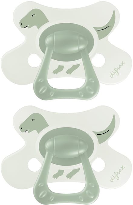 Difrax Fopspeen Natural - 18+ Maanden - Dino - Groen - 2 Stuks