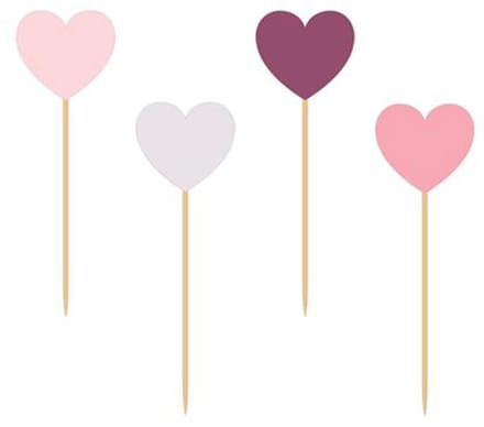 Haza Original Cocktailprikkers Hart 9,5 Cm Hout/papier Roze 8 Stuks