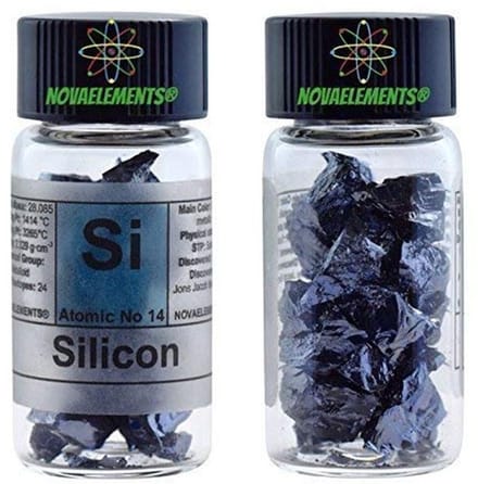 Silicium 14 Si Kristallen 5 Gram 99,99% in Glasampoule