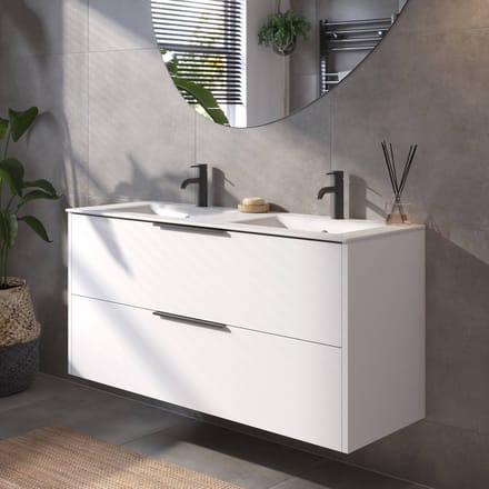 Saqu Lima Badkamermeubel Set - 121x51 cm - Voorgemonteerd - Wit - Wastafelmeubel - Badmeubel