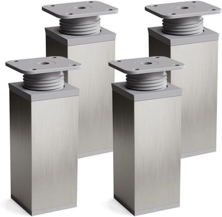 Set van 4 Verstelbare Meubelpoten Grijs RVS Vierkant 120mm voor Kast en Meubels