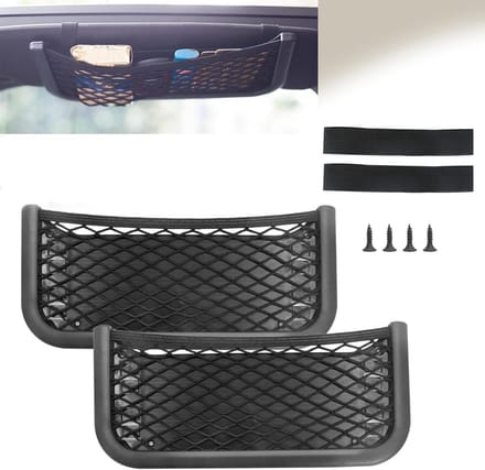 Famanu - Auto opbergnet set van 2 elastische mesh nettassen met zelfklevende bevestiging