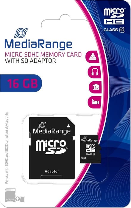 Mediarange - Micro Sd 16gb (Class 10) Met Adapter