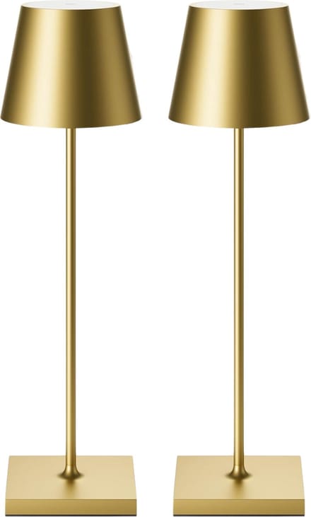 2 Stuks - Oplaadbare Tafellamp - Dimbaar - Aluminium - Bureaulamp - Waterdicht - 38CM - Goud