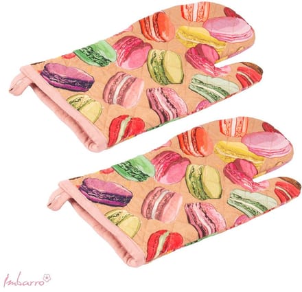 Imbarro Ovenwanten Macarons – 100% Katoen – Set van 2 – Handmade – 30 x 17 cm – Multi