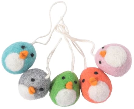 Aveva baby birds set van 5 turquoise / grijs / groen / oranje / roze