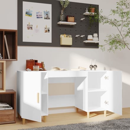 Vidaxl Bureau, Wit, 140X50X75 Cm, Materiaal Houtvezelplaat