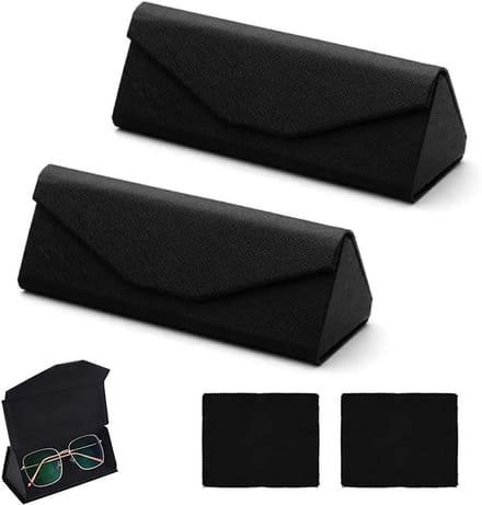 Opvouwbare brillenkokers - 2 stuks - zwart - PU leer