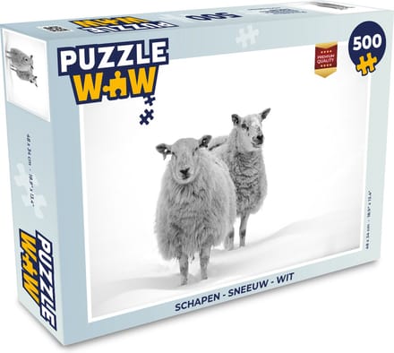 Puzzel Schapen - Sneeuw - Wit - Legpuzzel - Puzzel 500 stukjes