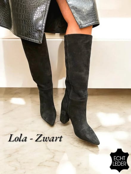 Barla Shoes - Lola - Zwart knielaarzen