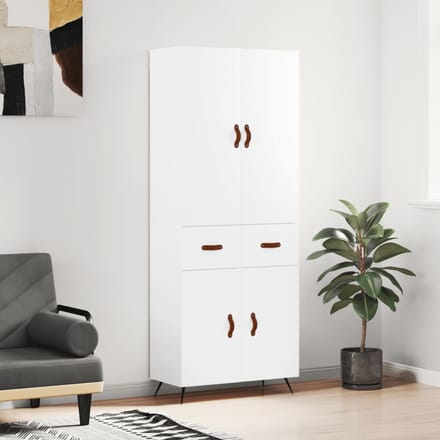 vidaXL - Hoge - kast - 69,5x34x180 - cm - bewerkt - hout - wit