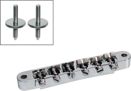 Brug voor e-gitaar, tune'o matic, nikkel, stud spacing 74,0mm, stud diam 4,0mm