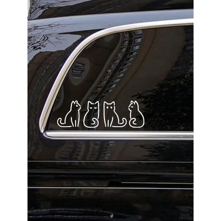 Lot de 4 petits autocollants animaux chat pour fenêtre de voiture one-size blanc