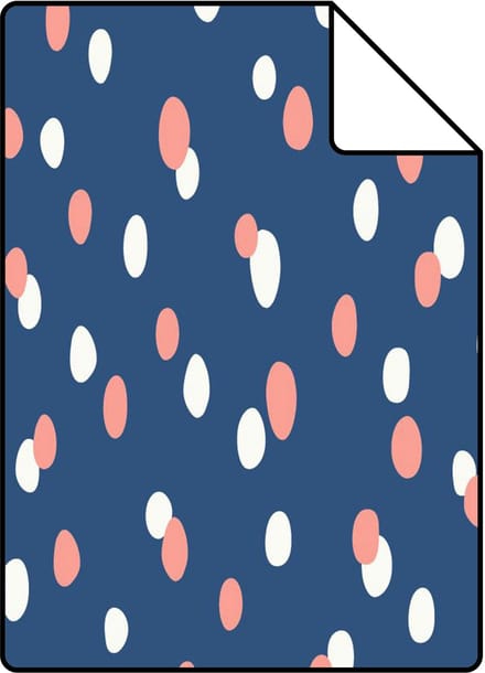 Proefstaal ESTAhome behang stippen blauw en roze - 26.5 x 21 cm - 131872-S