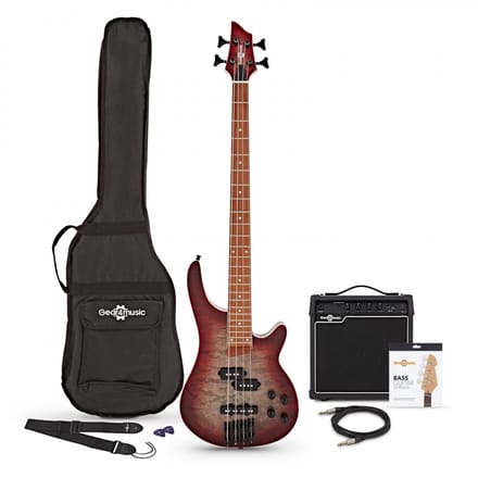 Chicago Select Basgitaar + Versterkerpakket, Reverse Red Burst