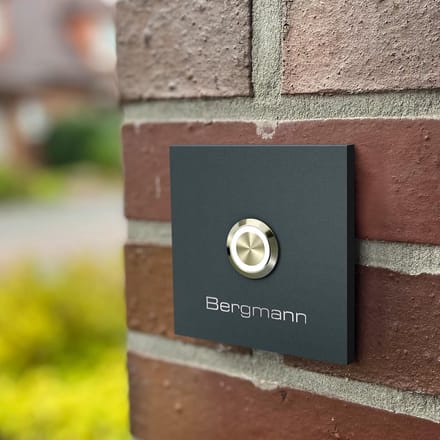 Vierkante RVS Deurbel Antraciet - Inclusief Naambepaling en LED Verlichting