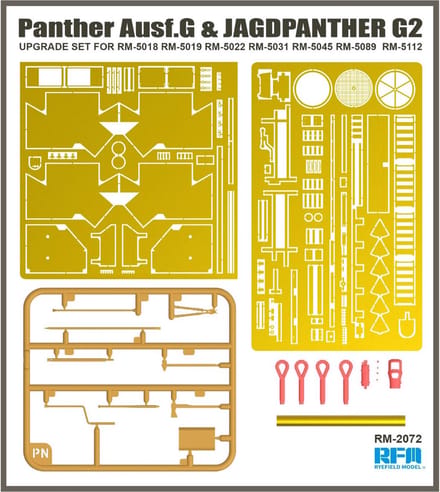 Rye Field Model Modelbouwpakket - 2072 Panther Ausf.G - Jagdpanther G2 upgrade set Accessoires set - 1:35 - Modelbouw