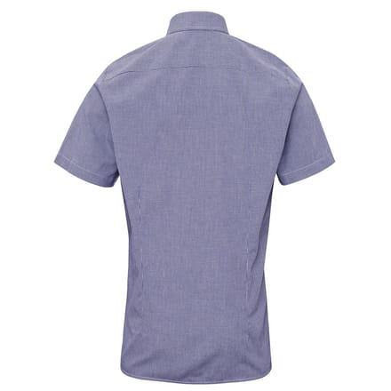 Premier Heren Micro Gingham geruit katoenen overhemd met korte mouwen (Marine / Wit)