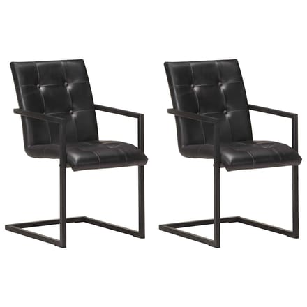 vidaXL Eetkamerstoelen 2 st echt leer zwart