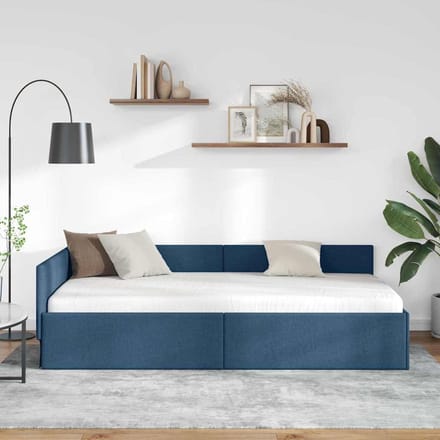 vidaXL - Hoek - Bed - Frame - Blauw - 100 - x - 200 - cm - Stof
