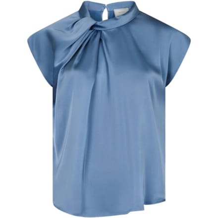Blousetop van satijn met knoopdetail model 'Fleur Drapy'