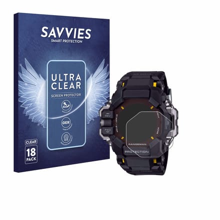Savvies - Screenprotector voor Casio G-Shock GPR-H 1000 - Folie Beschermfolie transparant 18 Stuks