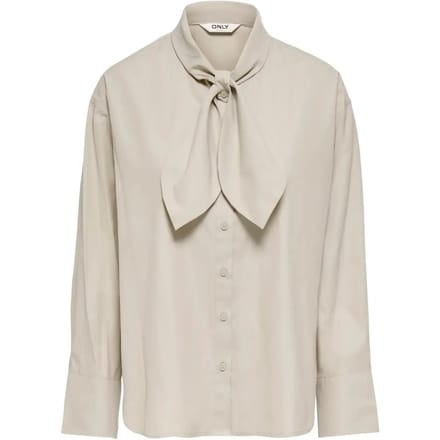 Only beige dames blouse   Shawlkraag   Regular fit   Knoopsluiting   Duurzaam   Lange mouw Beige S