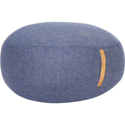 HÜBSCH INTERIOR - Grote poef van wol jeansblauw, visgraat motief - Ø70cm