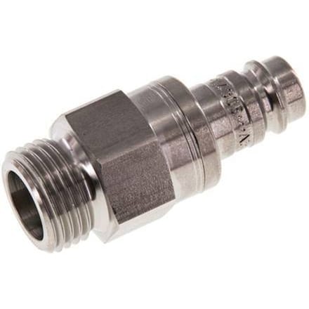 RVS DN 10 Luchtkoppeling Insteeknippel G 1/2 inch Buitendraad Double Shut-Off - CLP10-M-S-SV-P-012