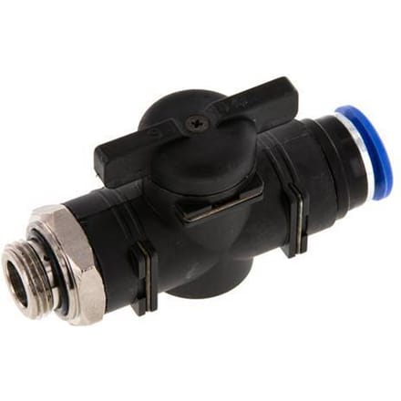 12 mm - G3/8'' Kunststof/Messing rechte 2-Weg Kogelkraan