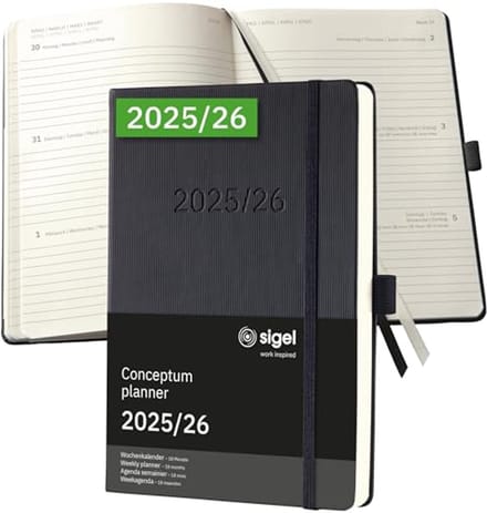 Wochennotiz-Kalender 2025/2026 A5 Hardcover Zwart