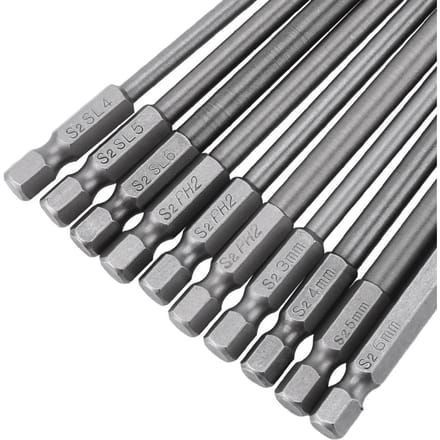 10 pièces 1/4 pouce tige hexagonale 100 mm de long jeu d'embouts de tournevis magnétiques BST (Tête hexagonale fendue et cruciforme)