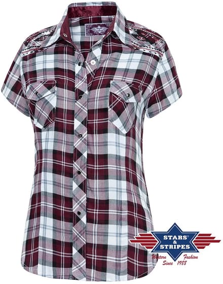 Dames Western Blouse Pasadena short Stars&Stripes maat XL