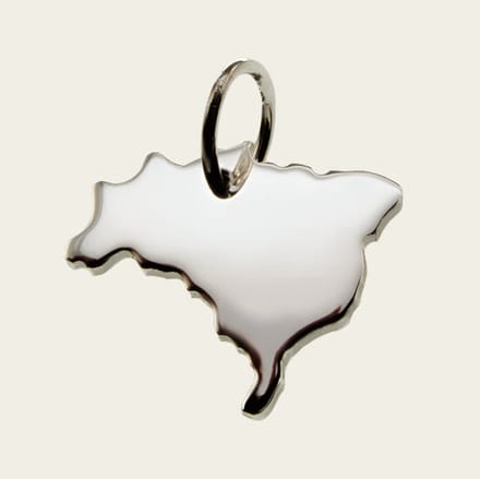 Zilveren Landkaart Brazilië ketting hanger