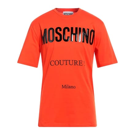 Moschino Heren Couture Glanzend Logo T-Shirt (Oranje)