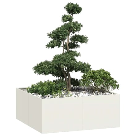 vidaXL - Plantenbak - 100x100x40 - cm - staal - wit