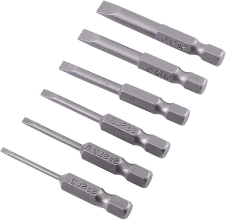 Set van 6 Flachkopfschroevendraaier Bits 50mm voor 2-6mm Schroeven - S2 Magnetisch en Duurzaam Accessoire voor Auto en Doe-het-zelf Projecten