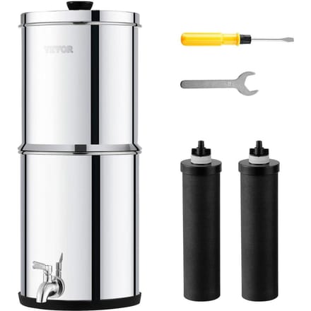 Système de filtration d'eau par gravité, Système de comptoir 1,5 G en acier inoxydable 304, Système de filtration d'eau, Réduit le plomb et jusqu'à 99 % de chlore, avec 2