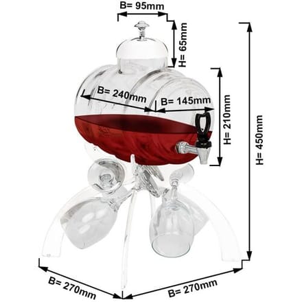 GGM Gastro Weinspender - 4 Liter - Weiß - inkl. 4 Weingläser Wit / Transparant