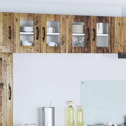 vidaXL - Wandglas - Kasten - LUCCA - 2 - st - Oud - hout - Bewerkt - hout