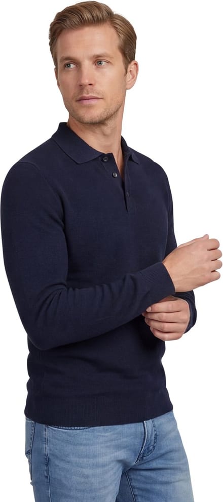 Poloshirt Casa Moda donkerblauw normale fit 3 knoops
