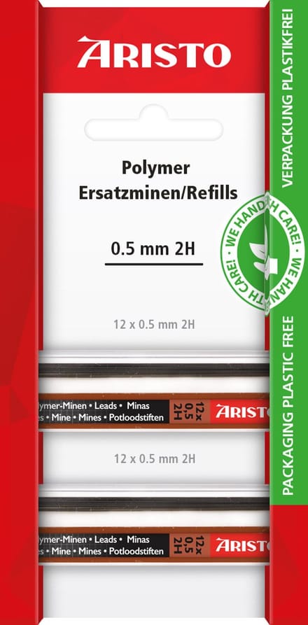 Aristo potloodstiftjes - HI-Polymer - hardheid 2H - lijnbreedte 0.5mm - in blisterverpakking - AR-86538EB